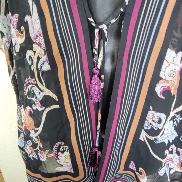 Whbm Floral Chiffon kimono topper size Small - Picture 4 of 7